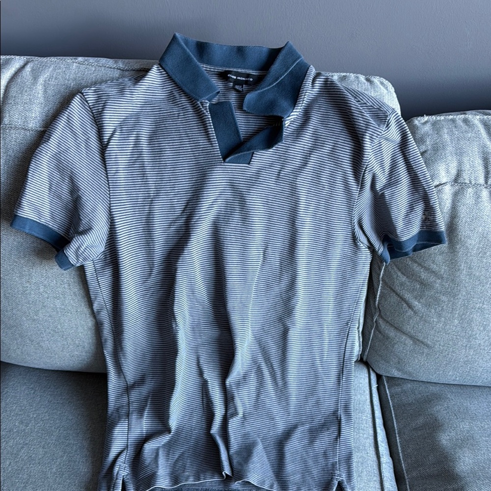 Men's Blue Striped Polo Shirt